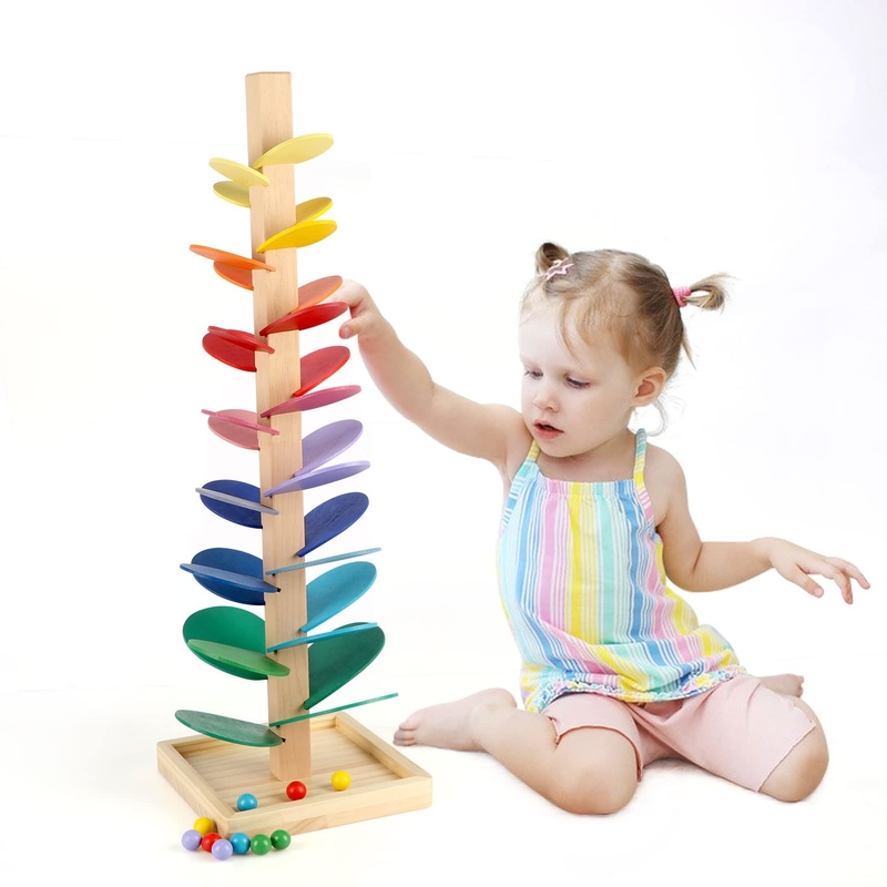 Montessori Toy Blocks Wooden Music Tree educativo con il legno di marmo di intelligenza dei bambini dei bambini del bambino del gioco della pista di funzionamento della palla