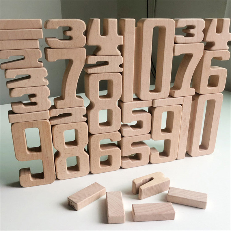 Il blocchetto di legno Jenga Toy Montessori Educational Natural Wood dell'equilibrio del bambino dei giocattoli di Digital di per la matematica delle particelle elementari di numero gioca le FO