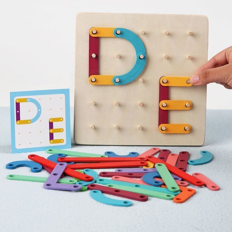 Istruzione di legno educativa Toy Toy Jigsaw Board Game Child di puzzle del bordo del chiodo di istruzione iniziale di legno geometrica di Montessori
